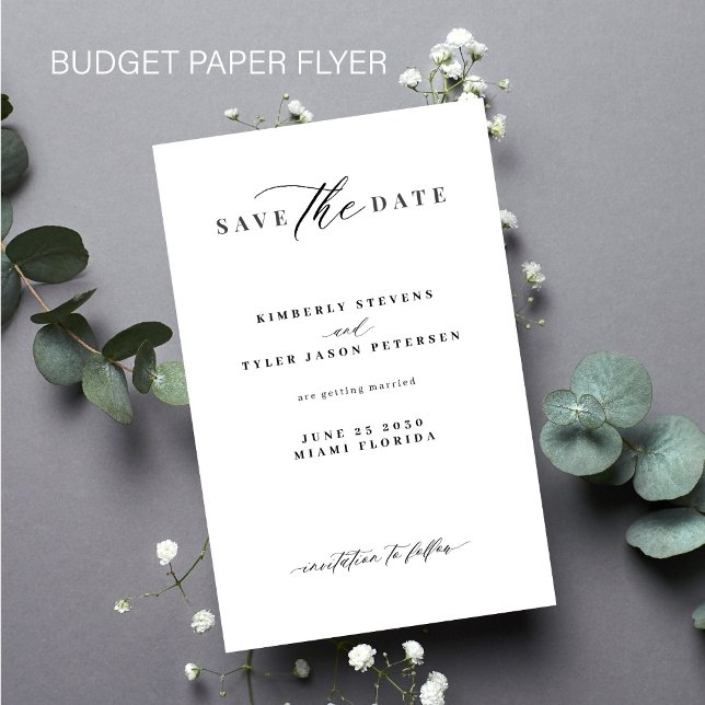 Budget minimalistische Typografie Hochzeit speiche Flyer (Von Creator hochgeladen)