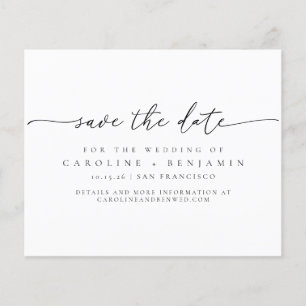 Budget Minimalistisches Black Script-Hochzeitdatum