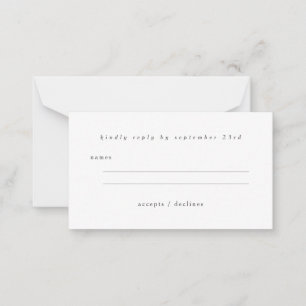 Budget Minimalistisches Schwarz-Weiß-RSVP Mitteilungskarte