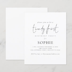 Budget Minimalistisches Script 21. Party Einladung
