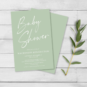 Budget Minze Green Simple Script Baby Shower FLYER