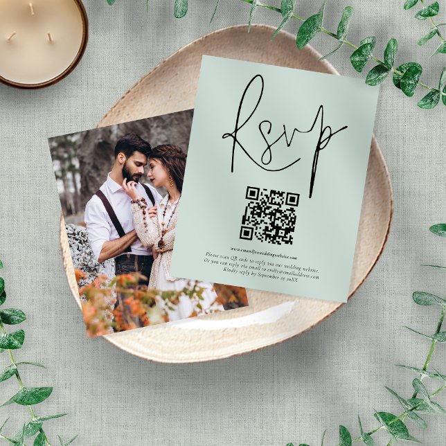 Budget Minze QR Code Script Foto Hochzeit RSVP (Von Creator hochgeladen)
