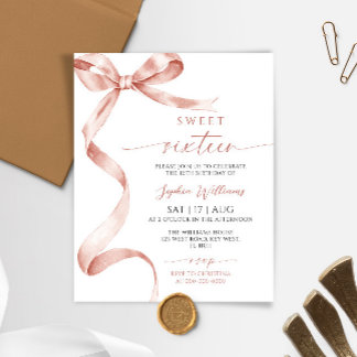 Budget Mocha Bow Sweet 16 Geburtstag Einladung