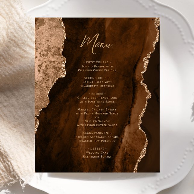 Budget-Mocha-Braun-Gold-Achat-Hochzeitsmenü (Von Creator hochgeladen)