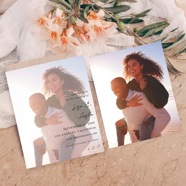 Budget MOD Calligraphy w Duo Foto Save the Date (Von Creator hochgeladen)