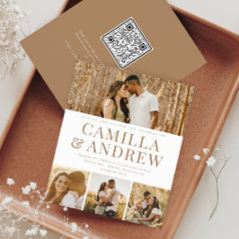 Budget Modern 4 Foto QR Code Hochzeit Einladung