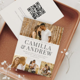 Budget Modern 4 Foto QR Code Hochzeit Einladung