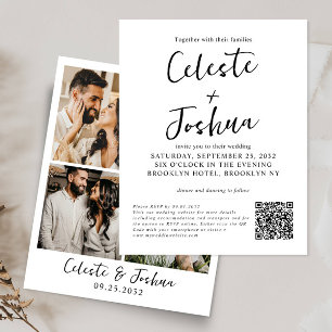 Budget Modern 4 Foto Script Name QR Code Hochzeit