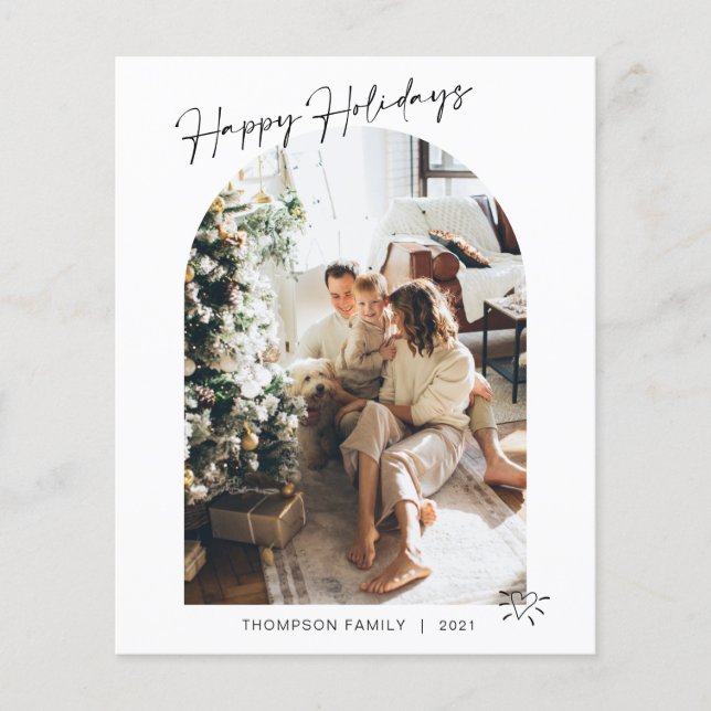 BUDGET Modern 5 Foto Heart Happy Holidays Arch (Vorderseite)