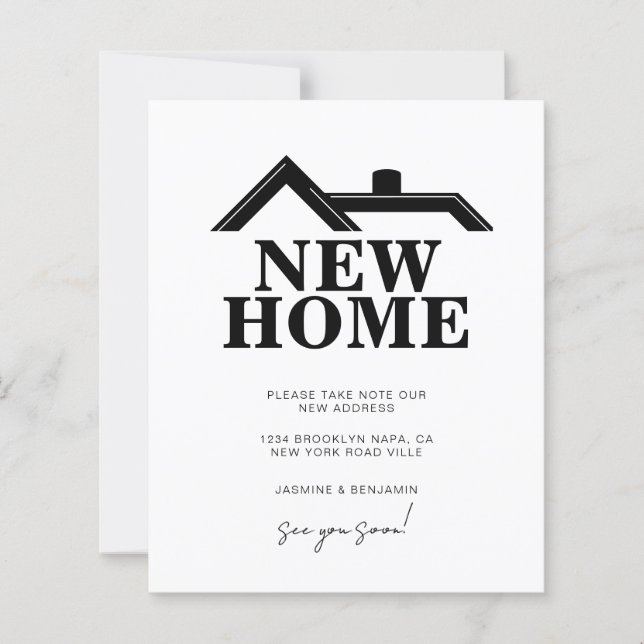 BUDGET Modern Black and White We’ve Moved New Home (Vorderseite)