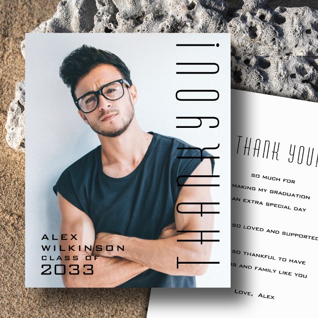 BUDGET Modern Black Script Foto GRAD Vielen Dank Flyer (Von Creator hochgeladen)