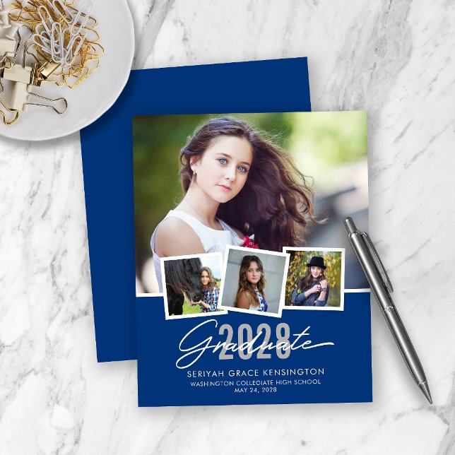 BUDGET Modern Blue Abschluss Foto Collage (Von Creator hochgeladen)