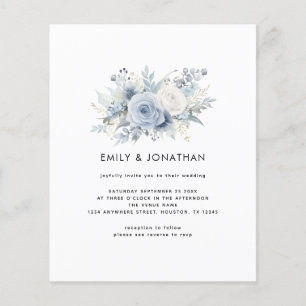 Budget Modern Blue Florals QR Wedding