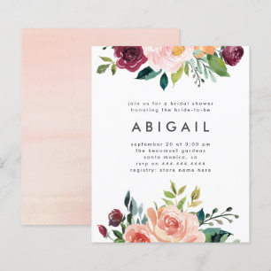 Budget Modern Blush Burgund Blumengestein Brautpar