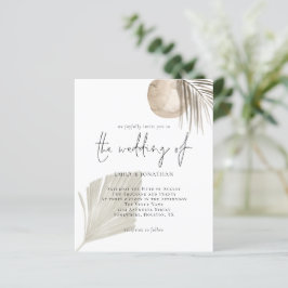 Budget Modern Boho Grass Beige Hochzeit Einladung