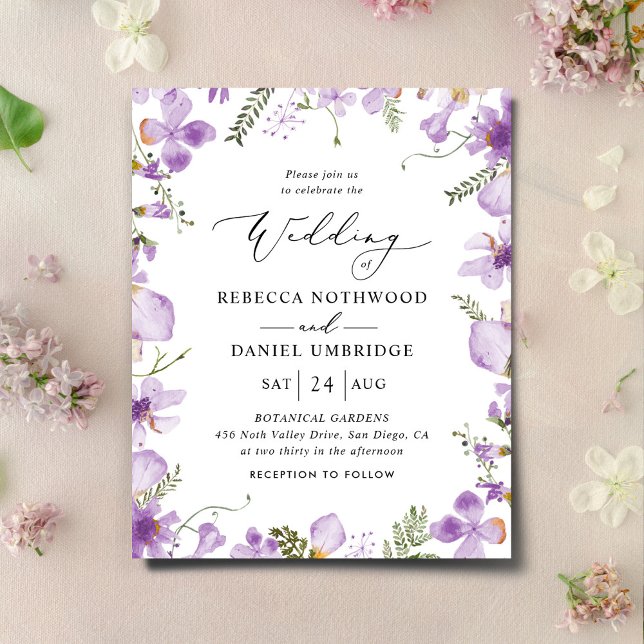 Budget Modern Boho Lavender Wedding Einladung (Von Creator hochgeladen)