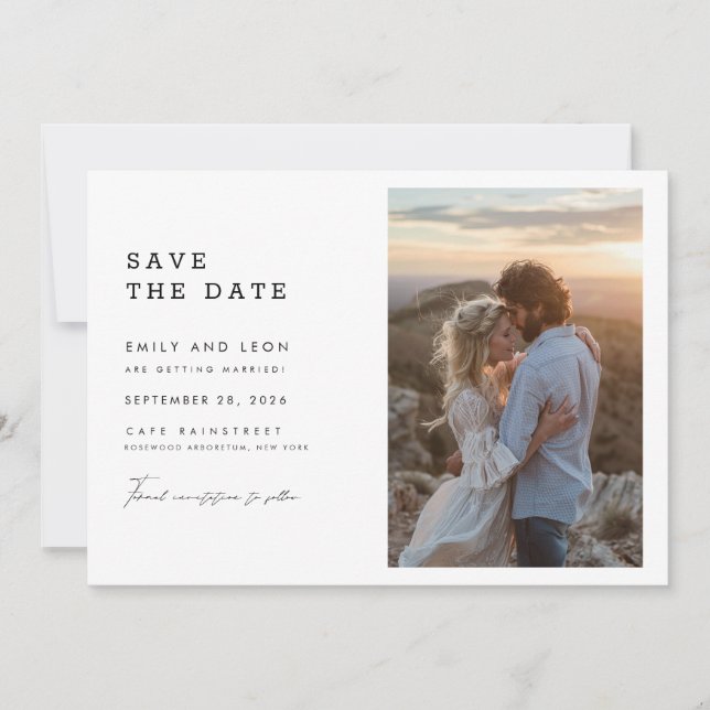 Budget Modern Boho Qr Code Photo Wedding Save The Date (Vorderseite)