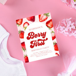 Budget Modern Boho Strawberry Berry 1. Geburtstag