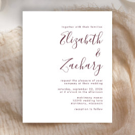 Budget Modern Burgundy Script Einladung