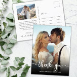 Budget Modern Calligraphy Foto Wedding Vielen Dank Postkarte<br><div class="desc">Modernes, handgeschriebenes Foto für Hochzeiten. Danke Postcard. Moderne Stilvolle Hochzeit danke Ihnen Postkartenvorlage mit einem vollen vertikalen Foto auf der Vorderseite mit dem Overlay Text "Danke" in einem handgeschriebenen Typografie-Script-Schriftart in Weiß auf dem Bild. Personalisieren Sie den individuelle Name und danken Sie Ihnen Nachricht. Wenn Sie lieber Ihre Notiz handschreiben,...</div>