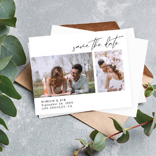 Budget Modern Chic Zwei Foto Save the Date