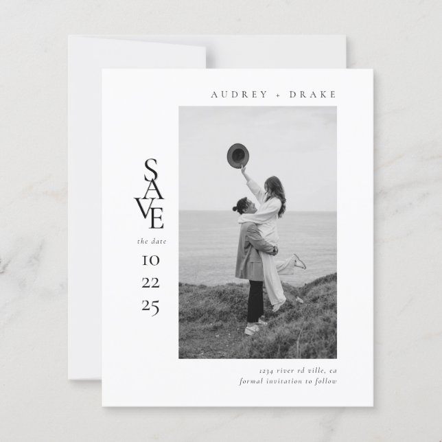 BUDGET Modern Clean Black and White Photo Wedding (Vorderseite)