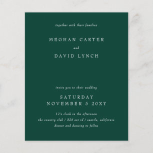 Budget Modern Emerald Green Wedding Einladung