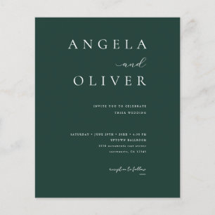 Budget Modern Emerald Green Wedding Einladung