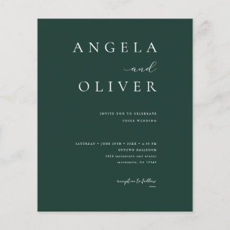 Budget Modern Emerald Green Wedding Einladung