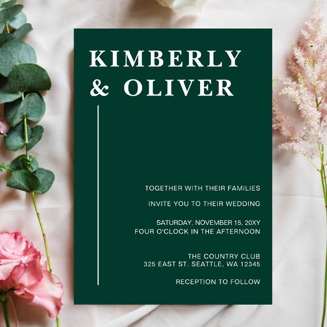Budget Modern Emerald Wedding Einladung (Von Creator hochgeladen)