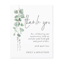 Budget Modern Eukalyptus Jahrestag Vielen Dank