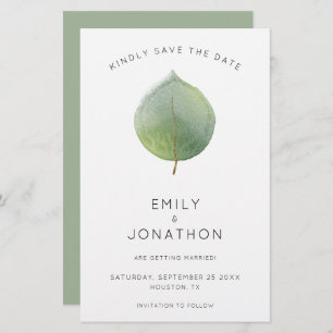 Budget Modern Eukalyptus Leaf groß Save the Date