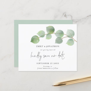 Budget Modern Eukalyptus Script Save the Date