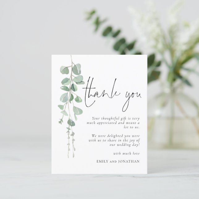 Budget Modern Eukalyptus Vielen Dank (Stehend Vorderseite)