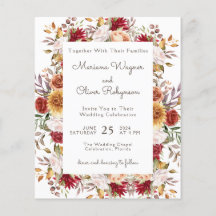 Budget Modern Fall Floral Wedding Einladung