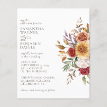 Budget Modern Fall Floral Wedding Einladung