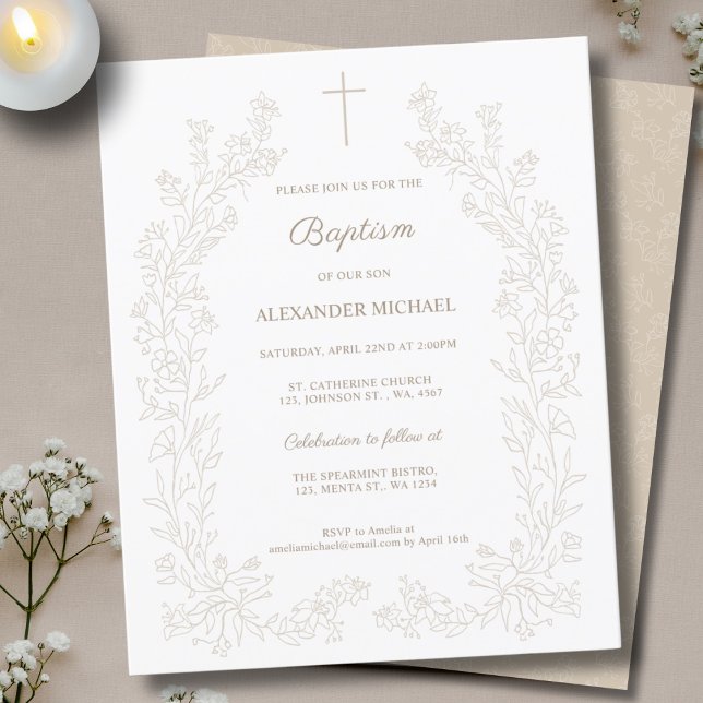 Budget Modern Floral Cross Christian Baptism (Von Creator hochgeladen)