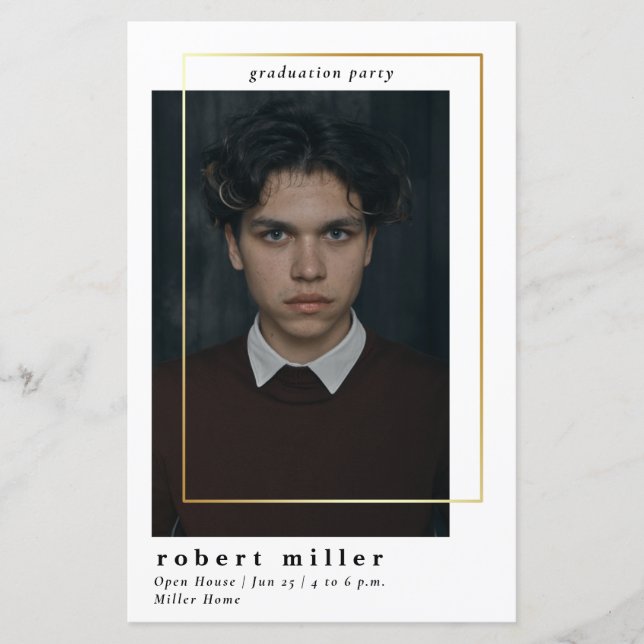 Budget Modern Foto Abschluss Einladung (Vorderseite)