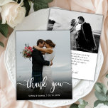 Budget Modern Full Foto Wedding Vielen Dank Flyer<br><div class="desc">Budget Modern Script Wedding ein Foto Danke Ihnen personalisiert erschwinglichen Low Budget Flyer. Moderne Stilvolle Hochzeit danke Ihnen Papier Vorlage mit einem vollen vertikalen Foto auf der Vorderseite mit Text Overlay "Danke" Drehbuch in einem handgeschriebenen typografischen Schriftart in Weiß auf dem Bild. Auf der Rückseite ein horizontales Foto und Ihr...</div>