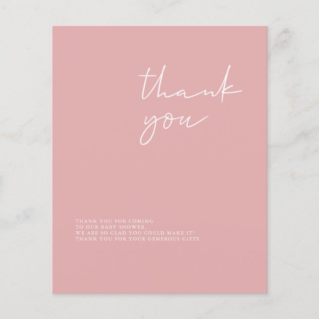 Budget Modern Girl Baby Dusche Danke Karte (Vorderseite)