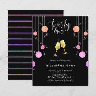 Budget Modern Gold Toast 21. Geburtstag Einladung