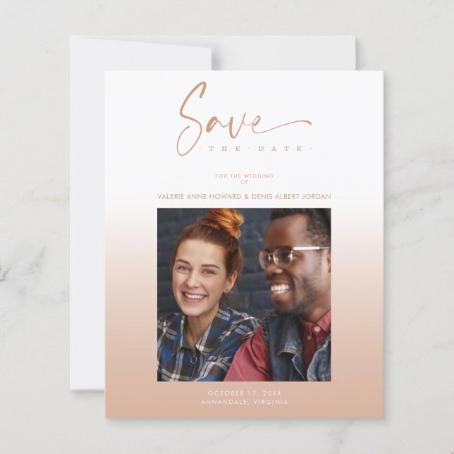 Budget Modern Gradient Minimalist Photo Couple (Vorderseite)