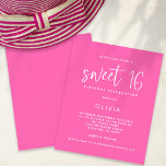 Budget Modern Hot Pink Sweet 16 Geburtstag Einladu<br><div class="desc">Eine günstige BUDGET-Alternative für eine kleinere Größe von 4, 5 x 5, 6 Zoll, die ein Gewicht von 110 lbs hat, die ähnlich dick ist wie eine Postkarte (sie ist jedoch nicht als Postkarte geeignet). BITTE BEACHTEN SIE, DASS ES EINE Einladung pro Blatt gibt. Budget Modern Hot Pink Sweet 16...</div>