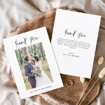 Budget Modern Minimalistisch Dankeschön Karten<br><div class="desc">Budget Hochzeit Dankeschön Karten,  die ein Foto auf der Vorder- und Rückseite haben. Die Dankeschön-Karten enthalten eine moderne,  handgeschriebene,  kursive Schriftzeichen-Typografie,  die elegant,  einfach und modern nach einem minimalistischen einfachen Hochzeitstag-Fest zu verwenden sind.</div>