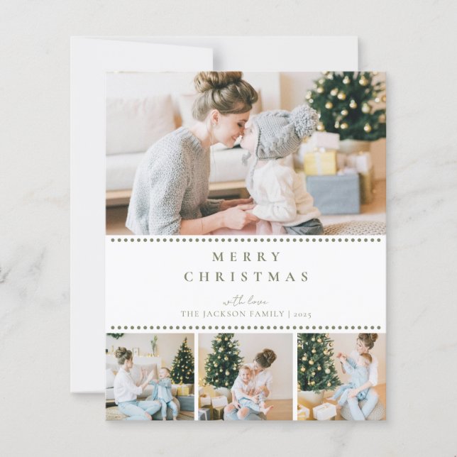 BUDGET Modern Olive Green Multi Photo Christmas (Vorderseite)