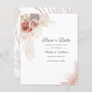Budget Modern Pampas Grass Floral Save the Date