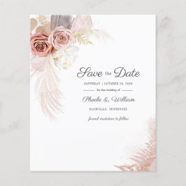 Budget Modern Pampas Grass Floral Save the Date Flyer