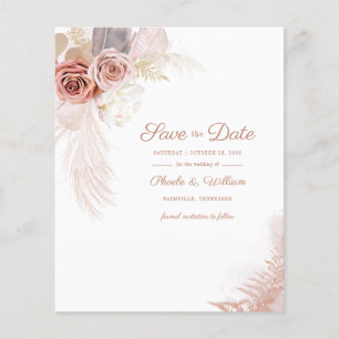 Budget Modern Pampas Grass Floral Save the Date Flyer