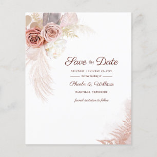 Budget Modern Pampas Grass Floral Save the Date Flyer