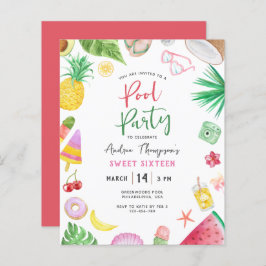 Budget Modern Pool Party Sommer Süß 16 Geburtstag